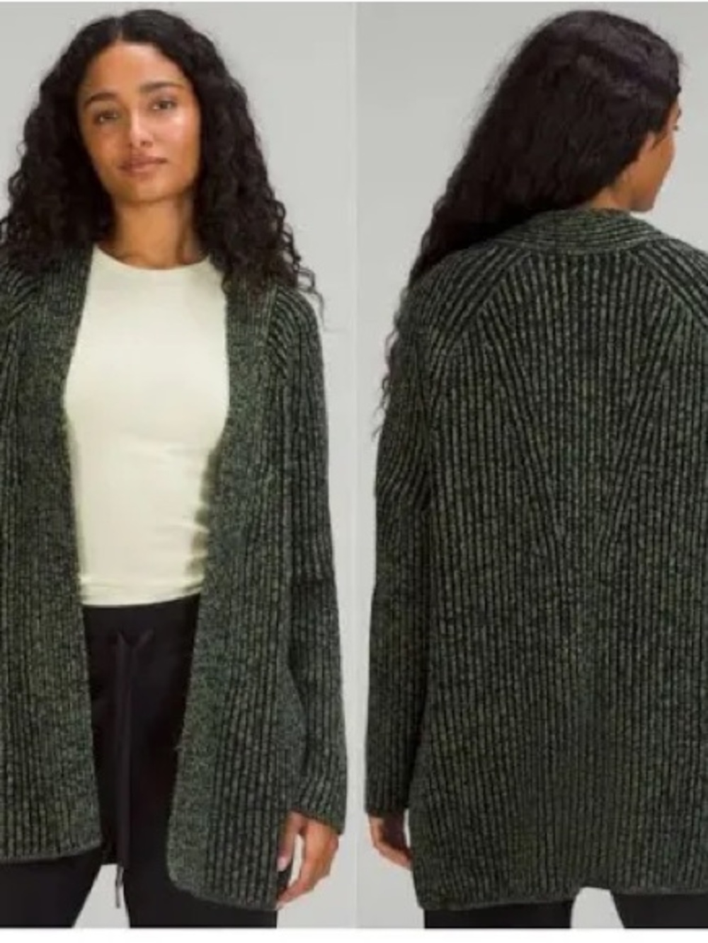 Lululemon cotton-cashmere blend sweater chunky ribbed knit cardigan jacket 8